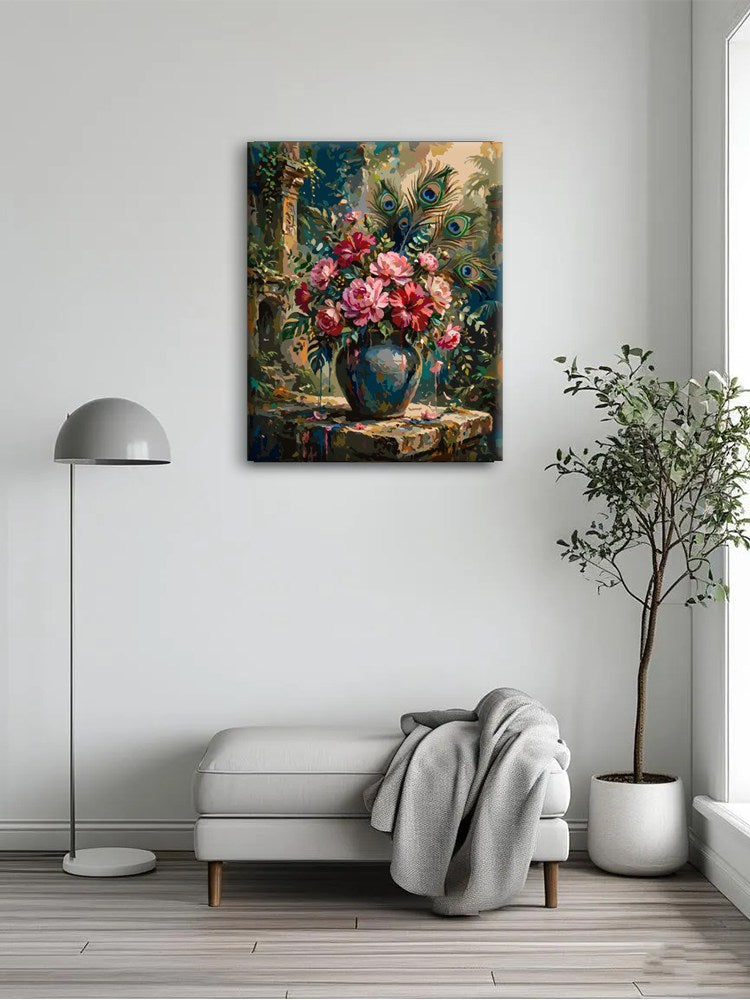 Blush Peony in Blue Vase