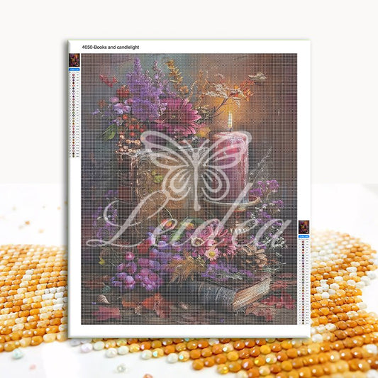 Books and candlelight Diamond Painting 30/40 40/50 50/60