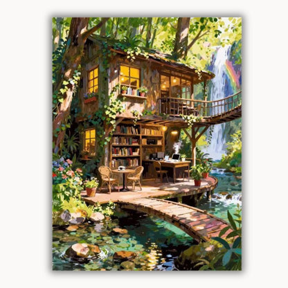 Bookstore by the stream