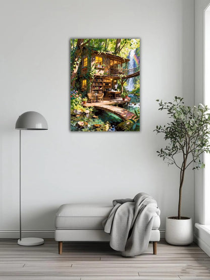 Bookstore by the stream