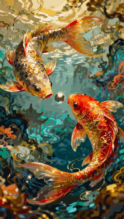 Carp playing with a pearl