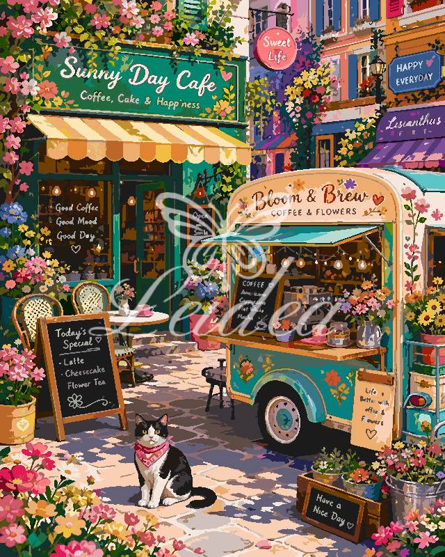 Cat Cafe Cart Paint By Numbers