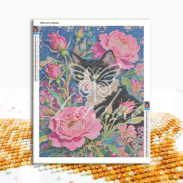 Cat in flowers Diamond Painting 30/40 40/50 50/60