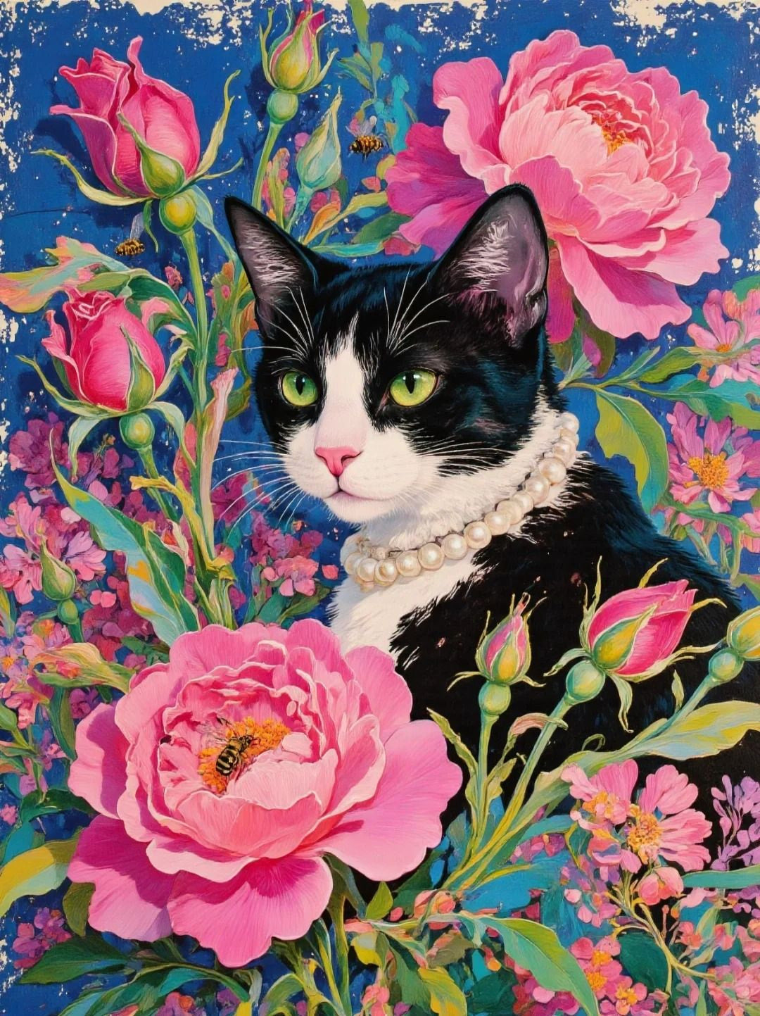 Cat in flowers