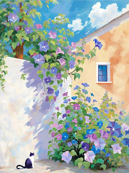 Cat under the flowers 5