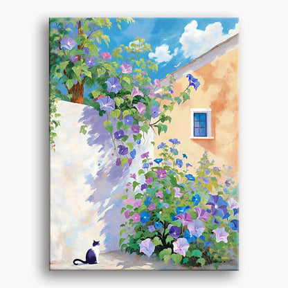 Cat under the flowers 5