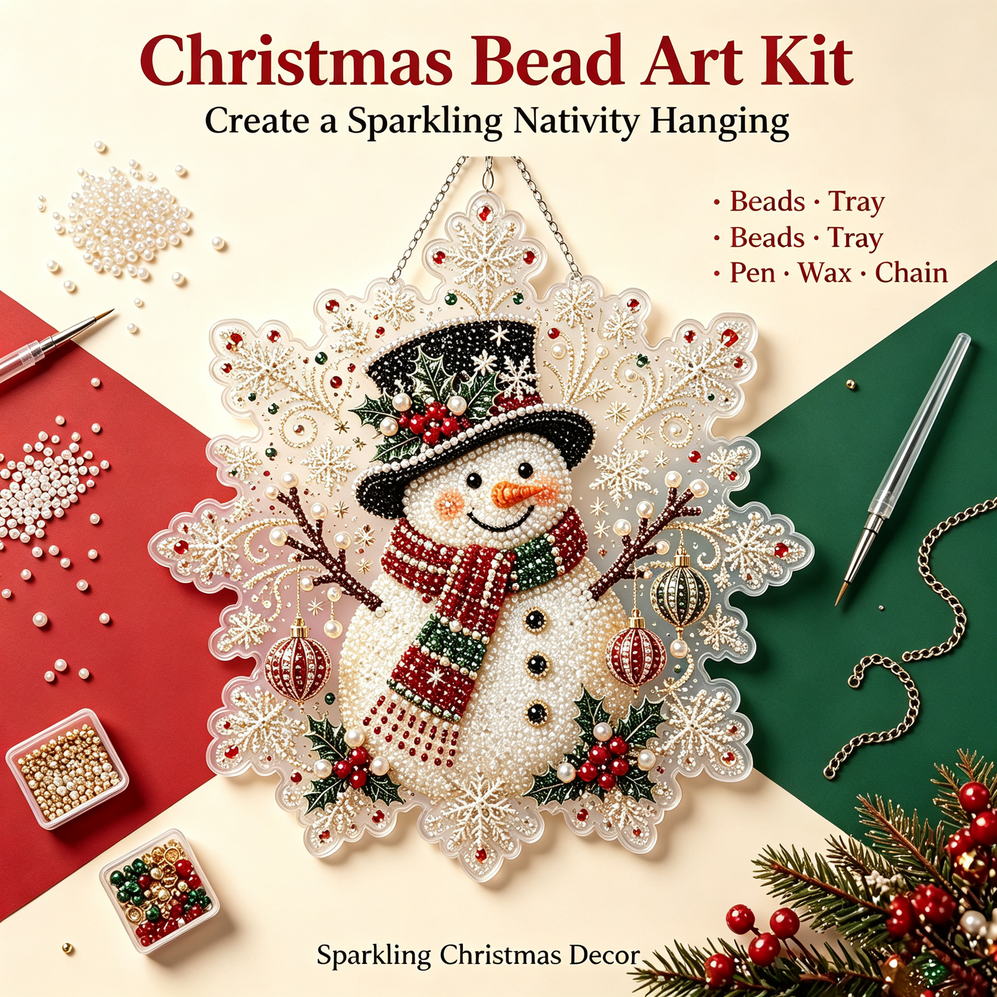Christmas 11 Pearl Diamond Painting Suncatcher Kit