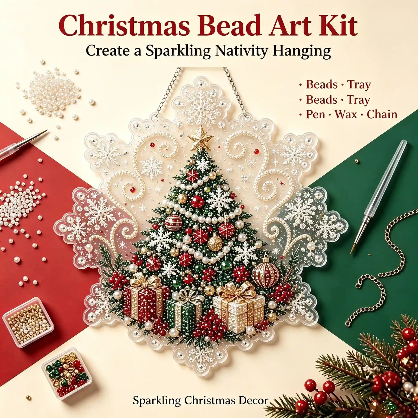 Christmas 12 Pearl Diamond Painting Suncatcher Kit