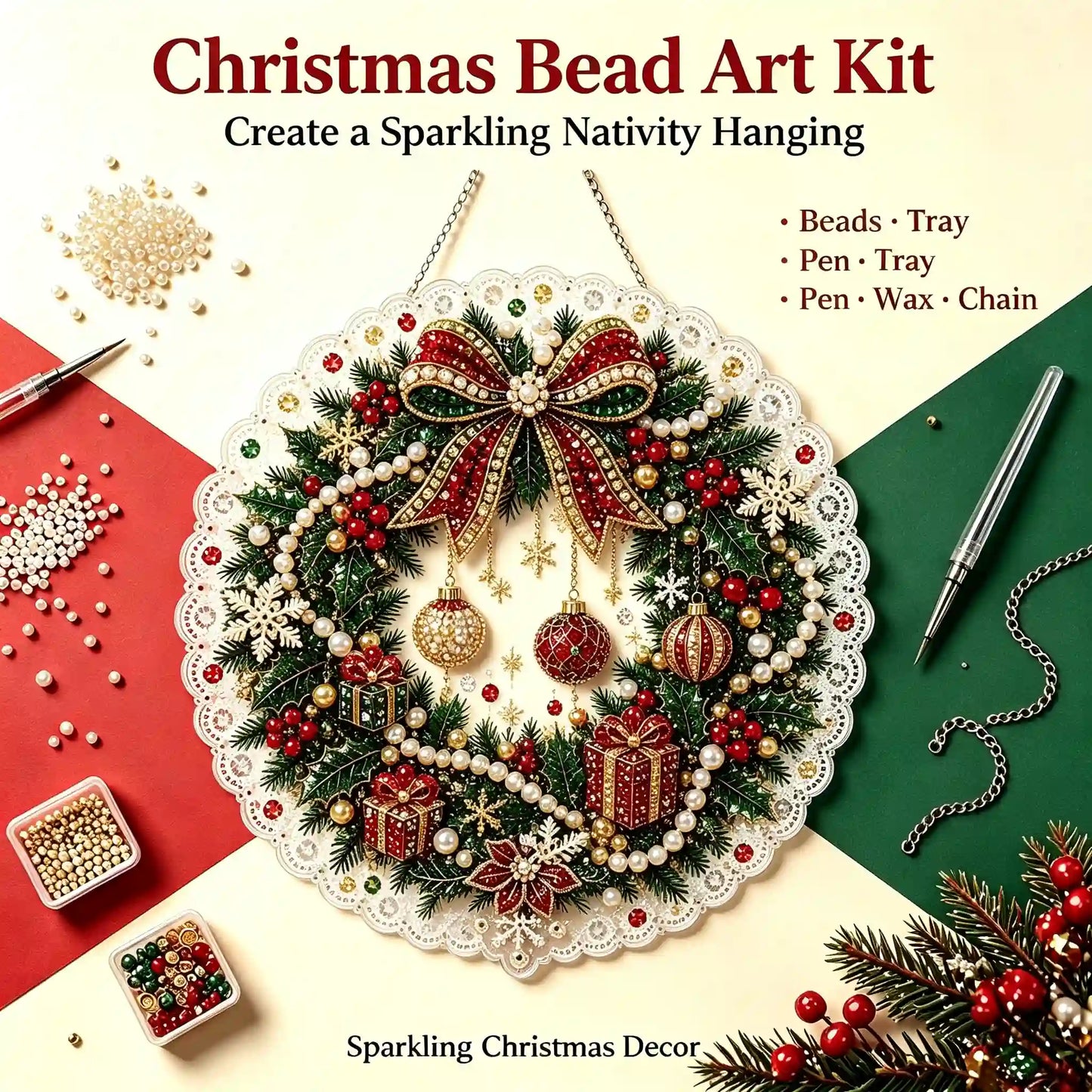Christmas 15 Pearl Diamond Painting Suncatcher Kit