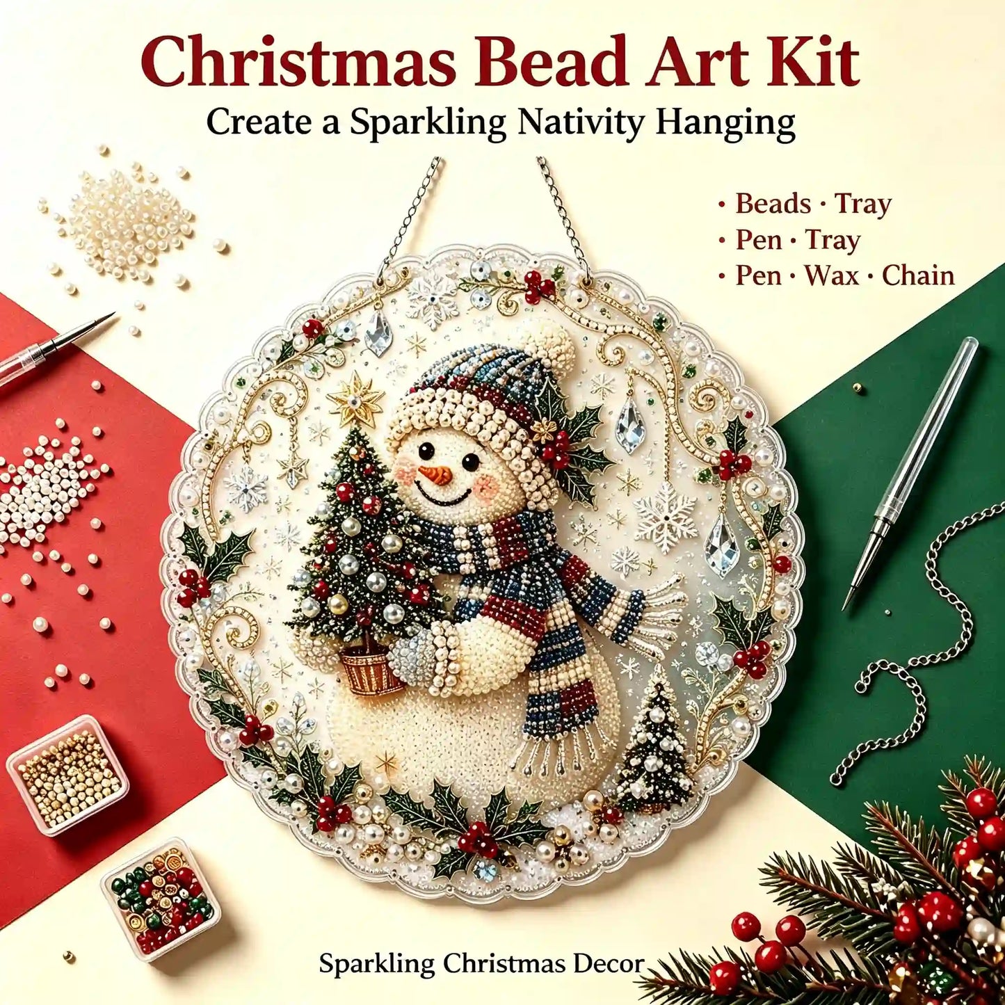 Christmas 16 Pearl Diamond Painting Suncatcher Kit