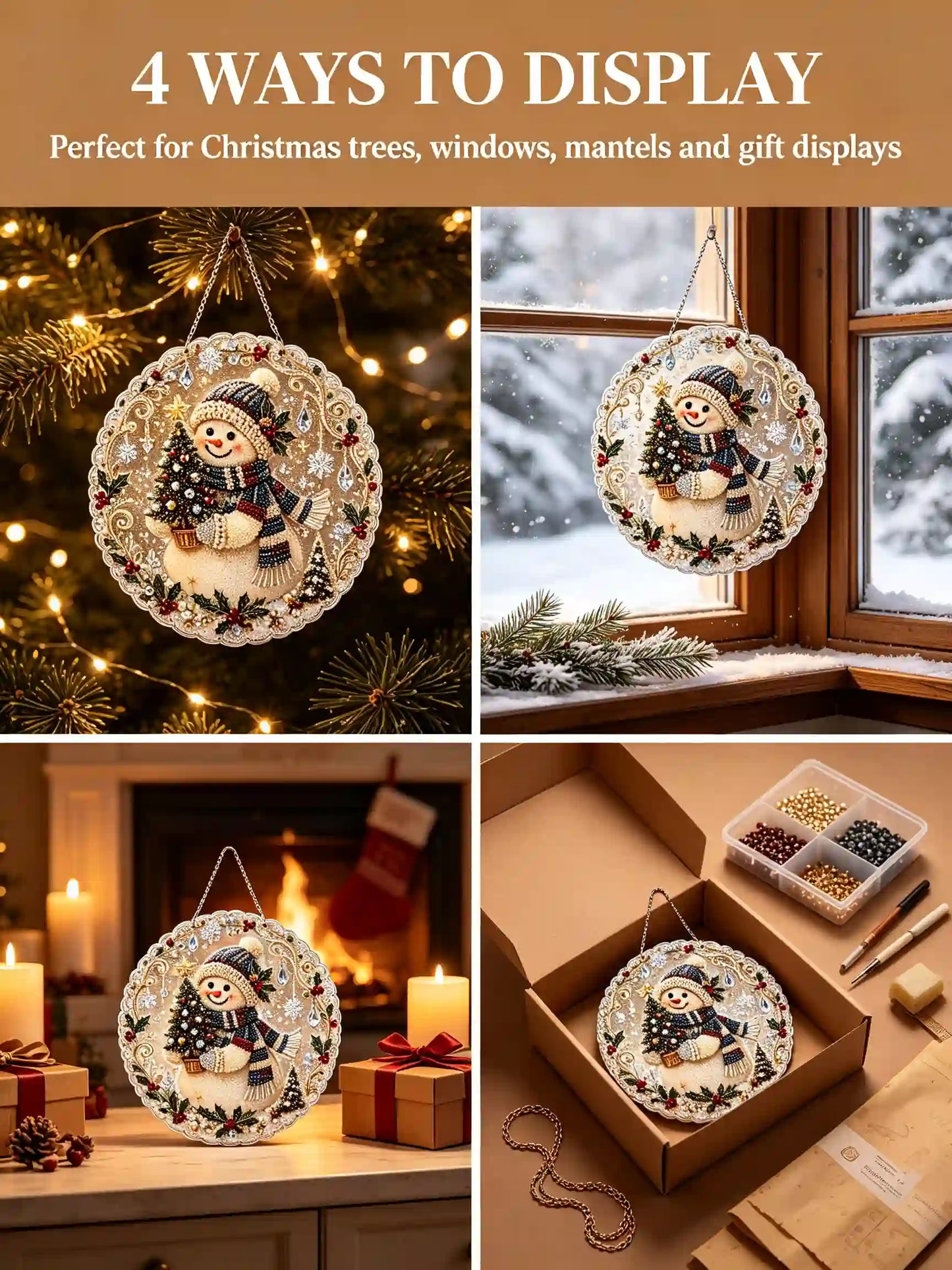 Christmas 16 Pearl Diamond Painting Suncatcher Kit