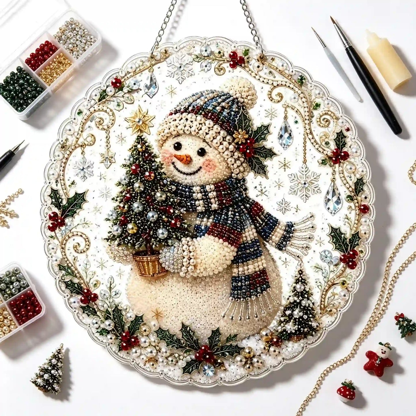 Christmas 16 Pearl Diamond Painting Suncatcher Kit