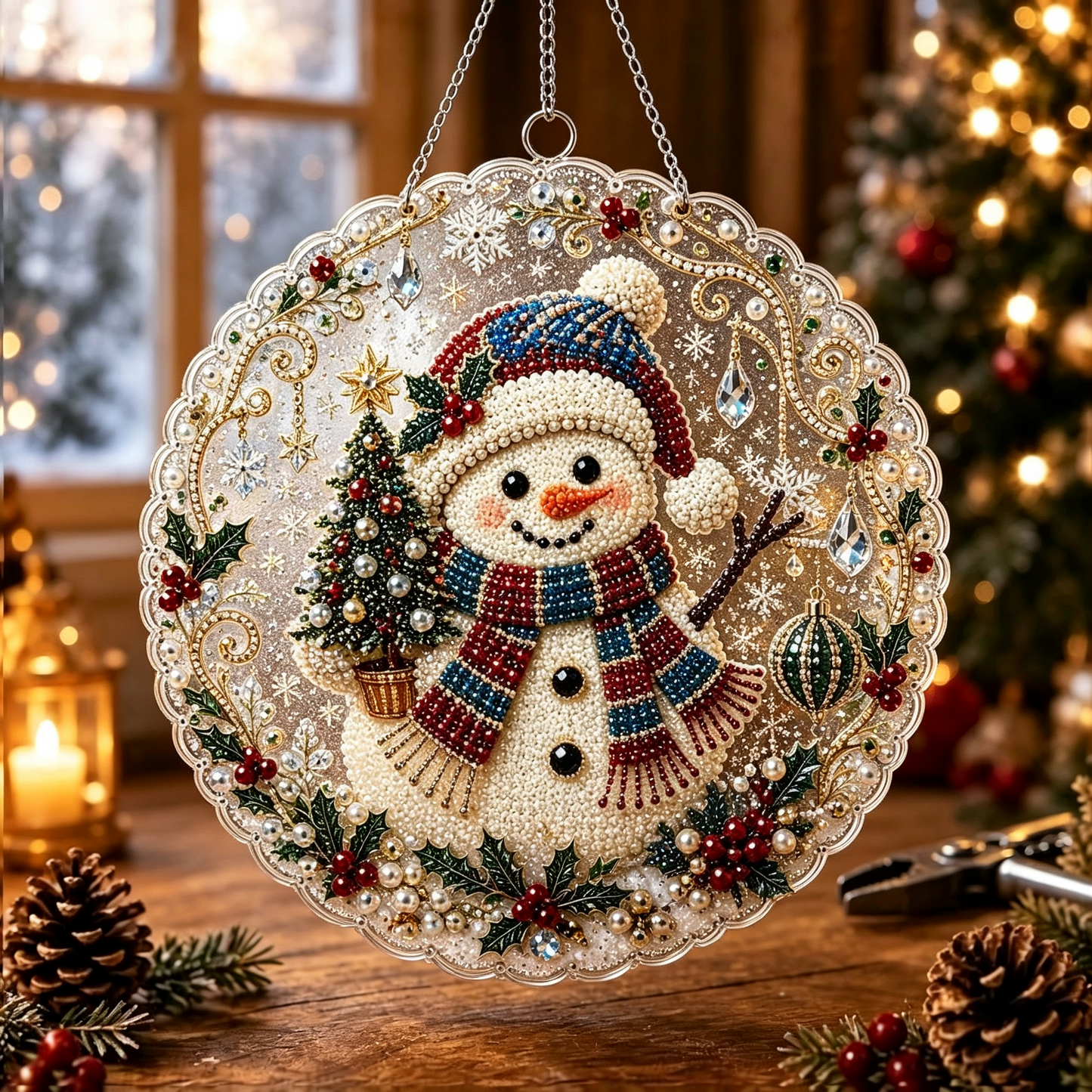 Christmas 16 Pearl Diamond Painting Suncatcher Kit