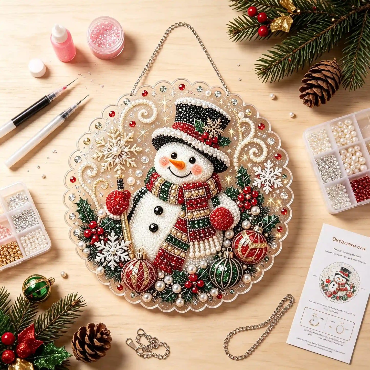 Christmas 2 Pearl Diamond Painting Suncatcher Kit