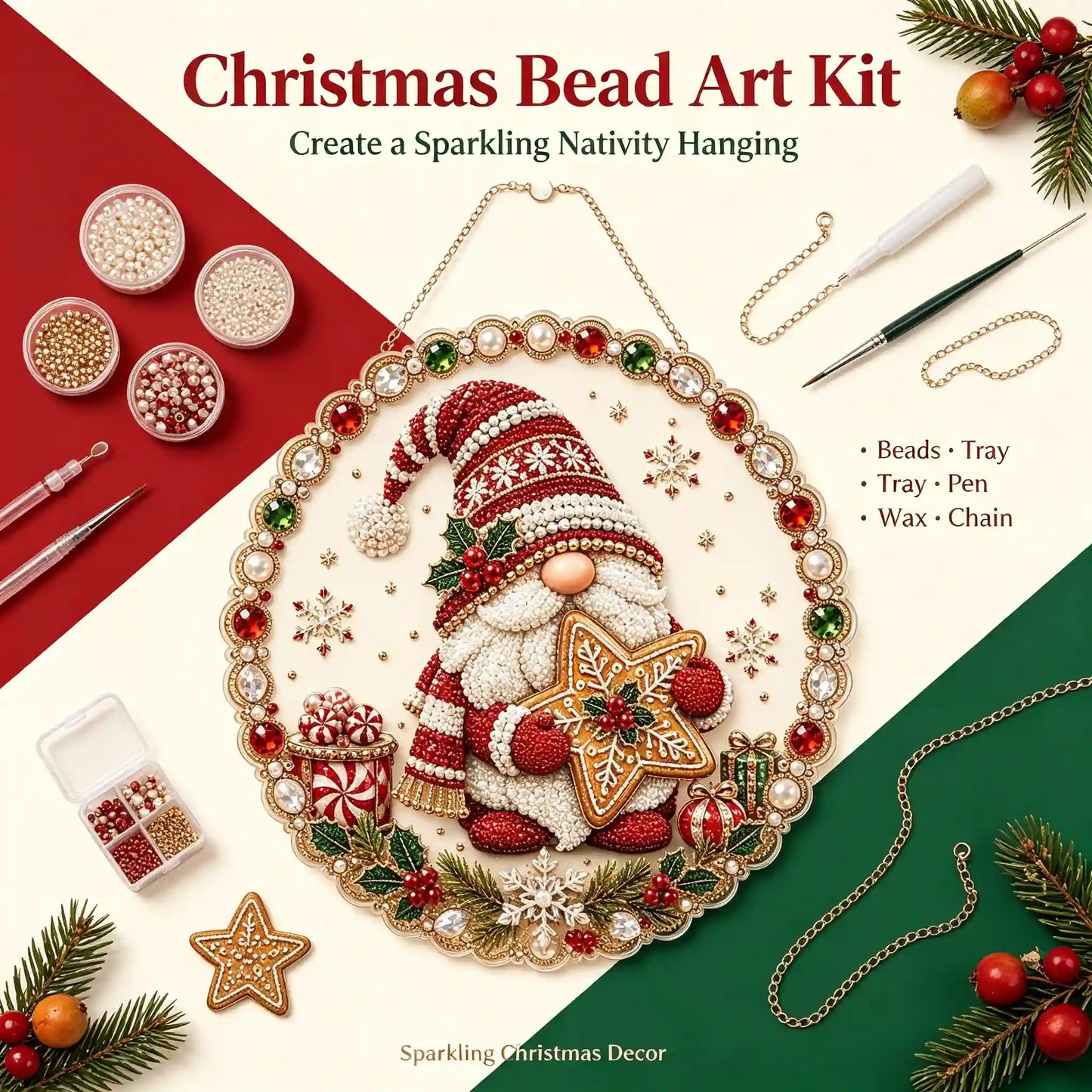 Christmas 4 Pearl Diamond Painting Suncatcher Kit