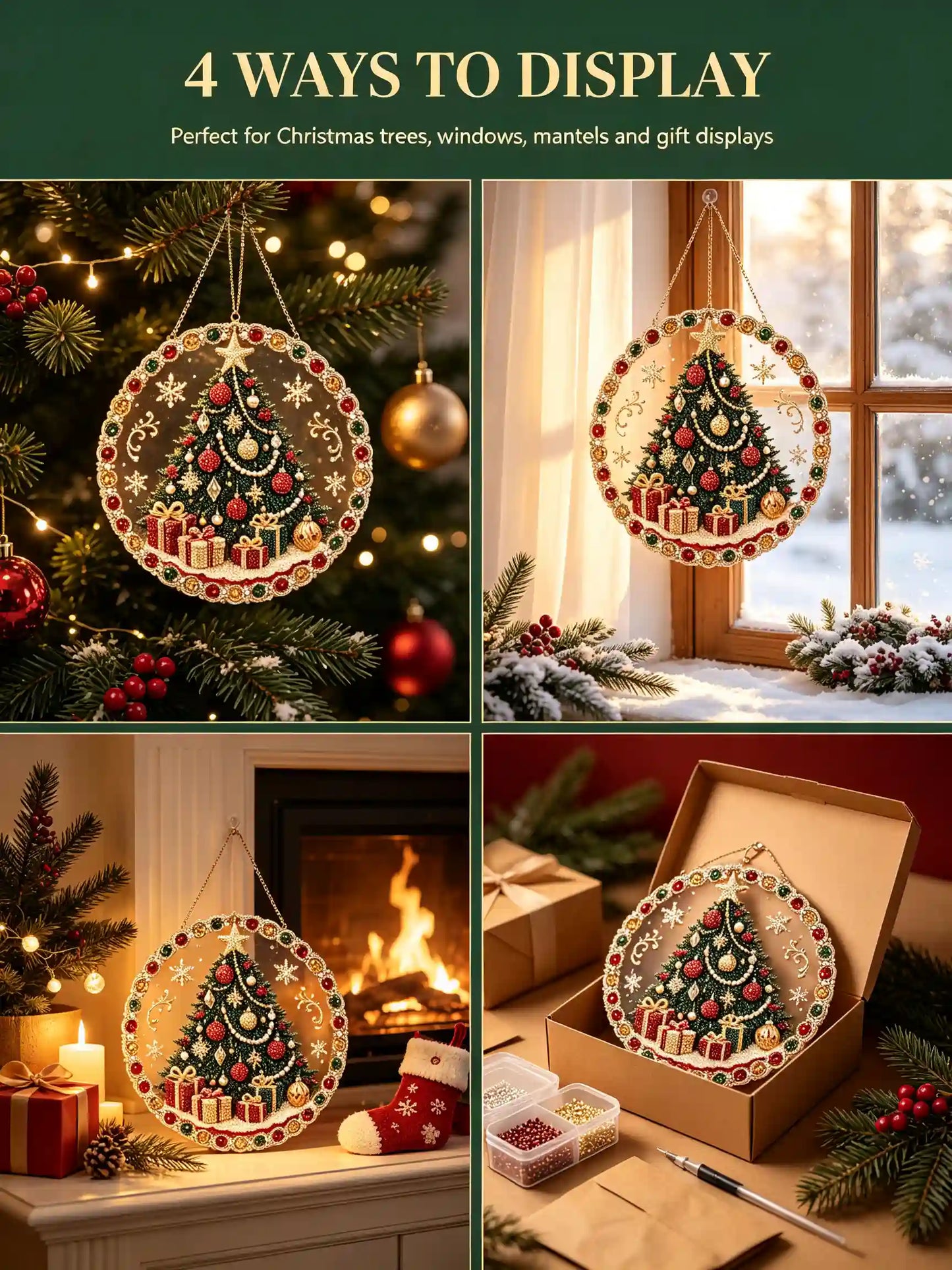 Christmas 8 Pearl Diamond Painting Suncatcher Kit