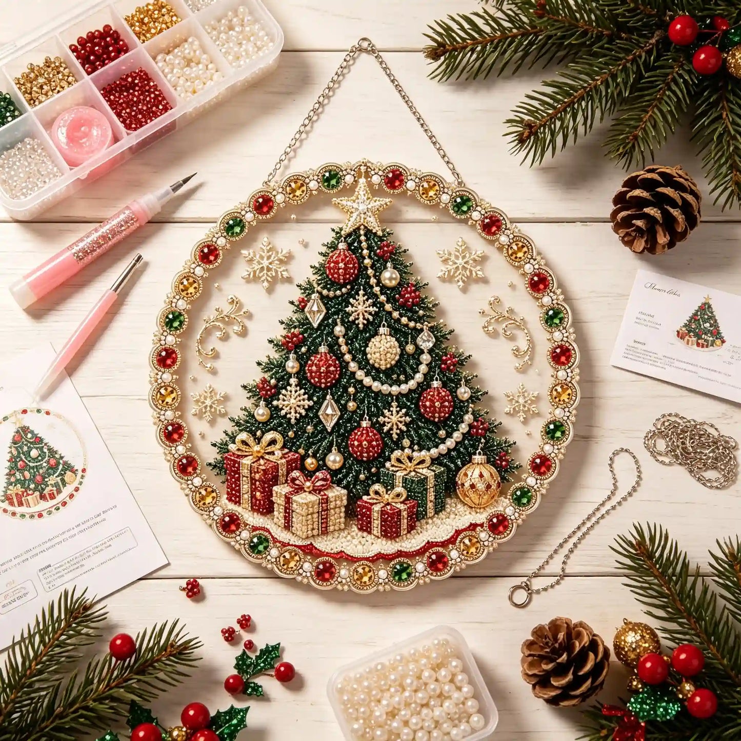 Christmas 8 Pearl Diamond Painting Suncatcher Kit