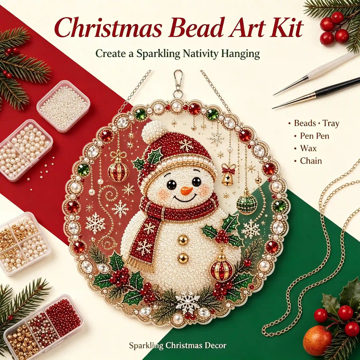 Christmas 9 Pearl Diamond Painting Suncatcher Kit