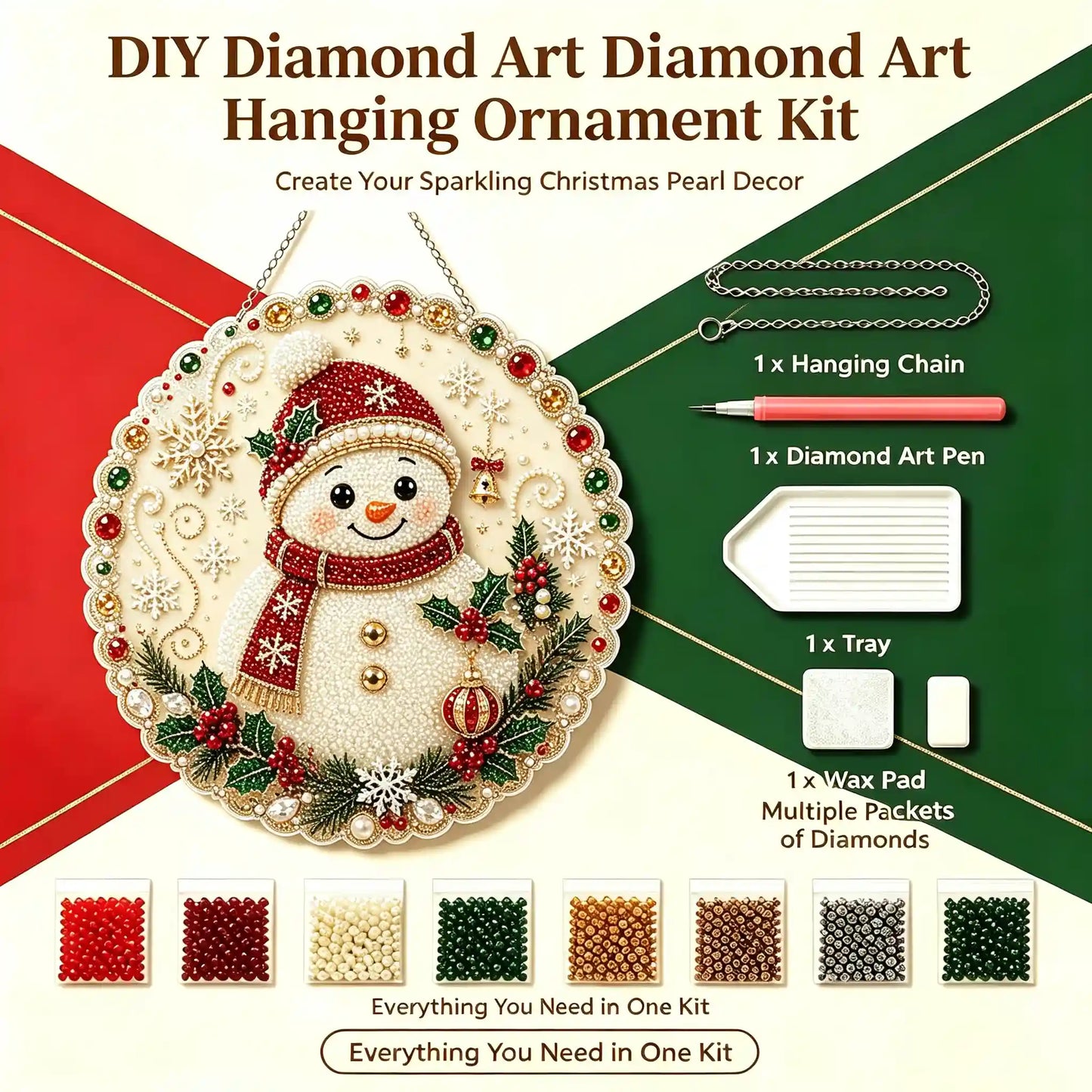 Christmas 9 Pearl Diamond Painting Suncatcher Kit
