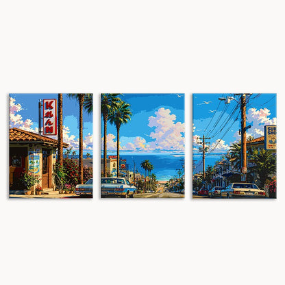 Coastal Palm Street (Set of 3 PCS) Paint By Numbers