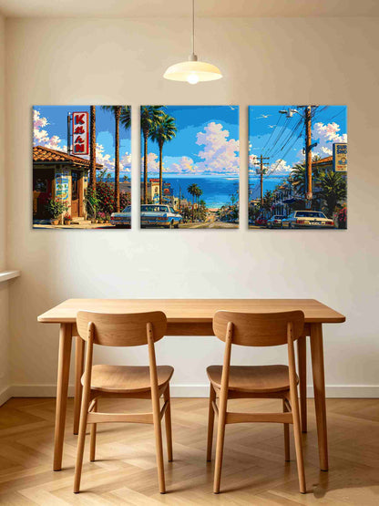 Coastal Palm Street (Set of 3 PCS) Paint By Numbers