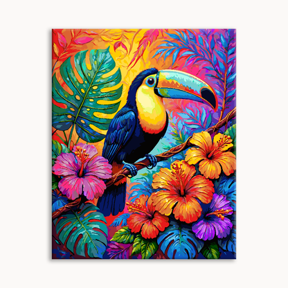 Colorful Toucan Jungle Folk Art