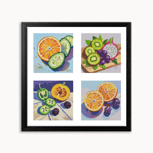 Colorful fruit slices 2 Diamond Painting 50/50（8“x8"*4）