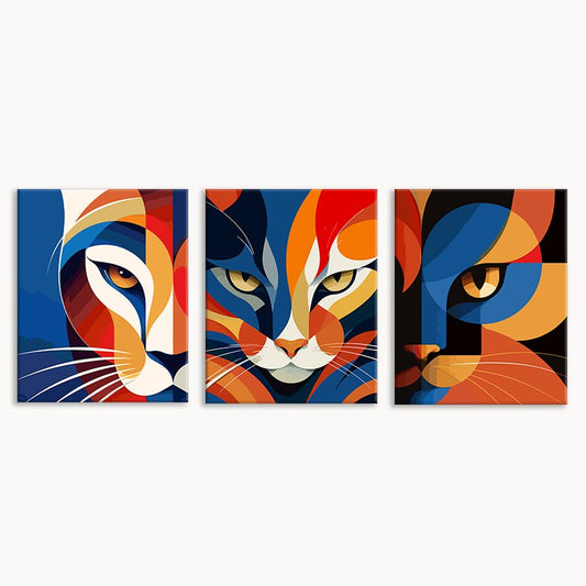 Cubist Feline Portrait (Set of 3 PCS) Paint By Numbers