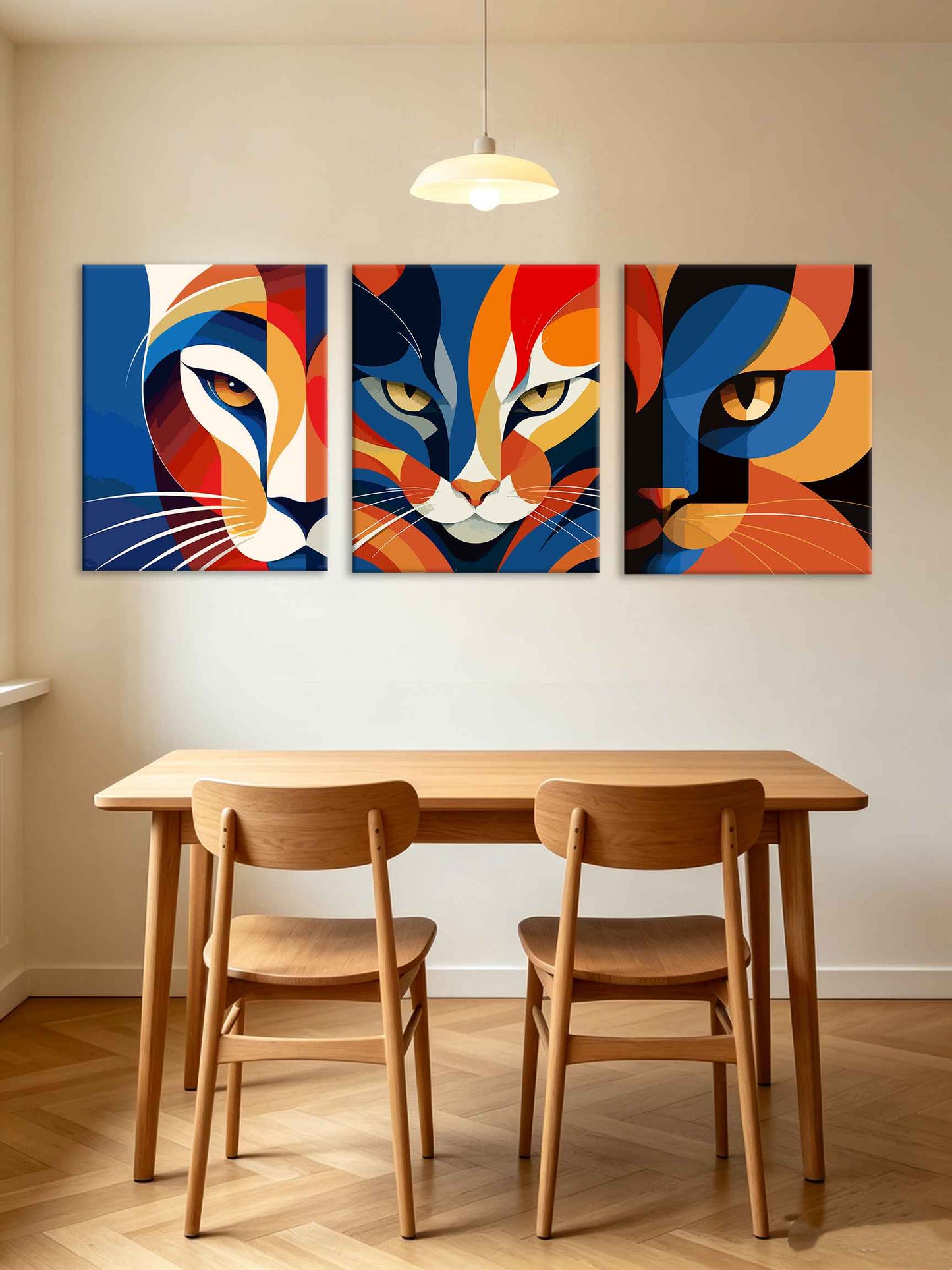 Cubist Feline Portrait (Set of 3 PCS) Paint By Numbers