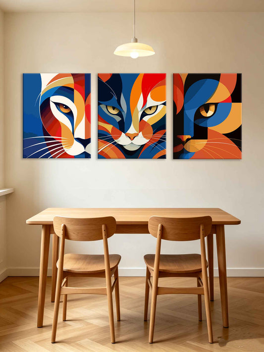 Cubist Feline Portrait (Set of 3 PCS) Paint By Numbers