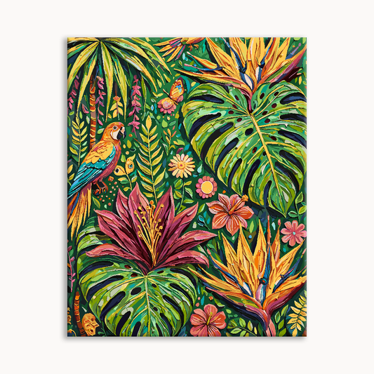 Dense Rainforest Floral Folk Art
