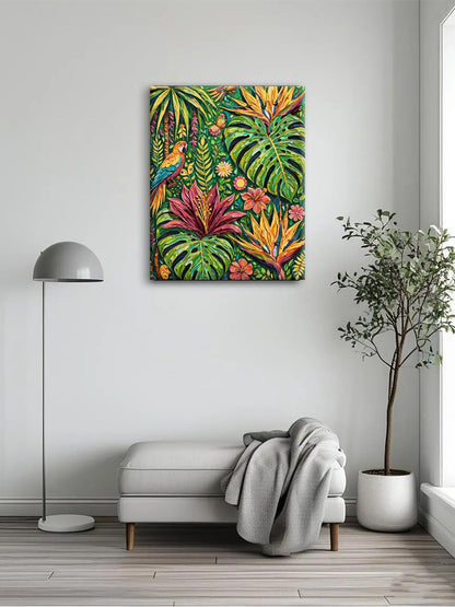 Dense Rainforest Floral Folk Art