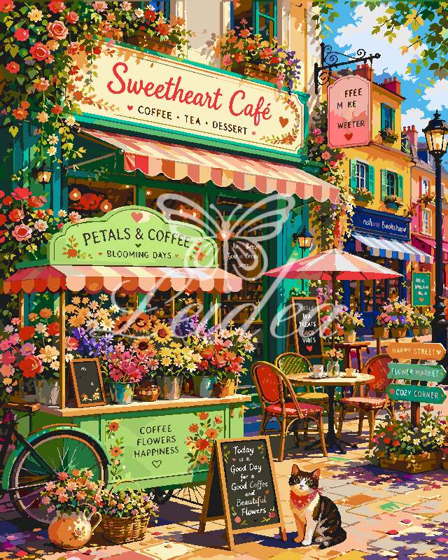 Feline Bakery Cart Paint By Numbers