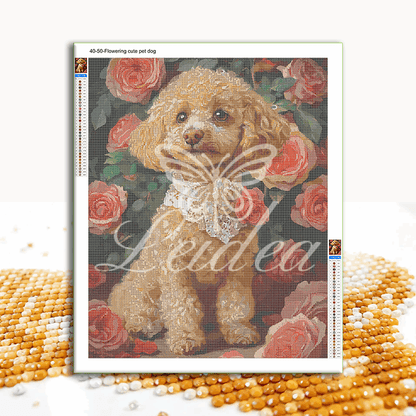 Flowering cute pet dog Diamond Painting 30/40 40/50 50/60