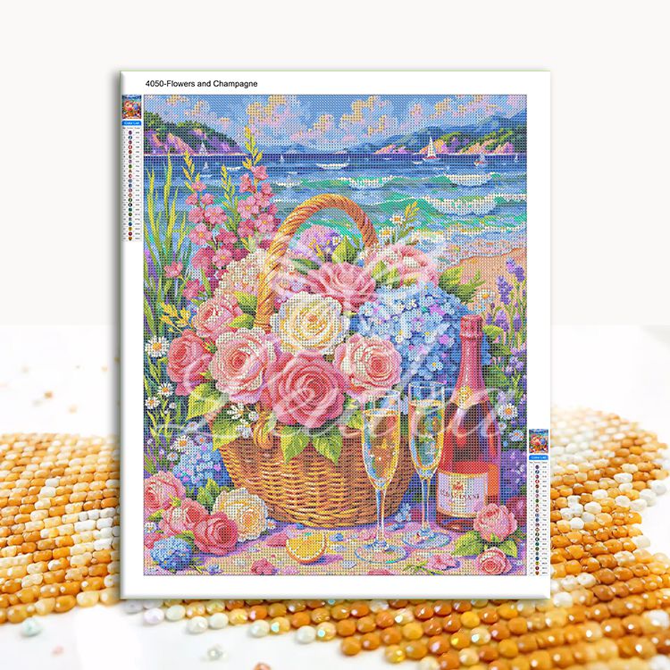 Flowers and Champagne Diamond Painting 30/40 40/50 50/60