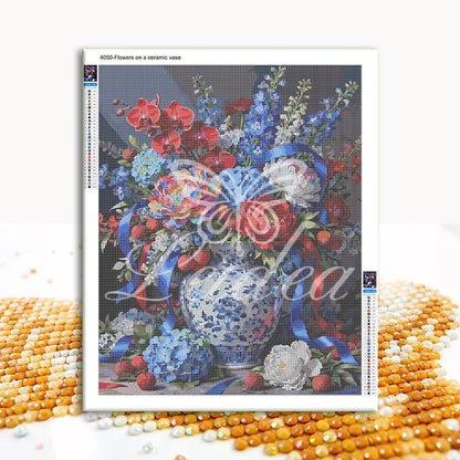 Flowers on a ceramic vase Diamond Painting 30/40 40/50 50/60