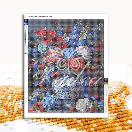 Flowers on a ceramic vase Diamond Painting 30/40 40/50 50/60