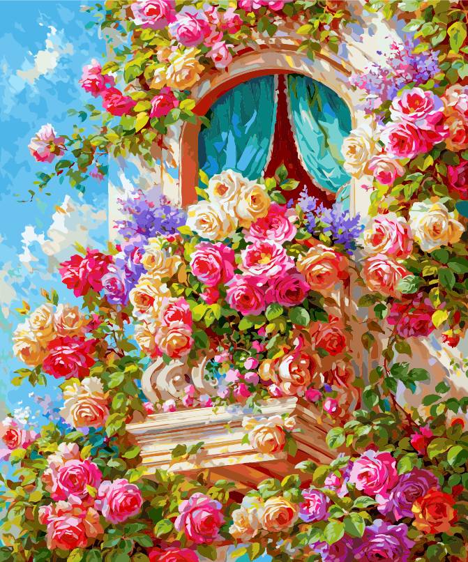 Flowers on the windowsill