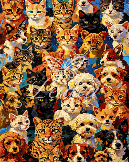 Fluffy Cat Crowd Paint By Numbers