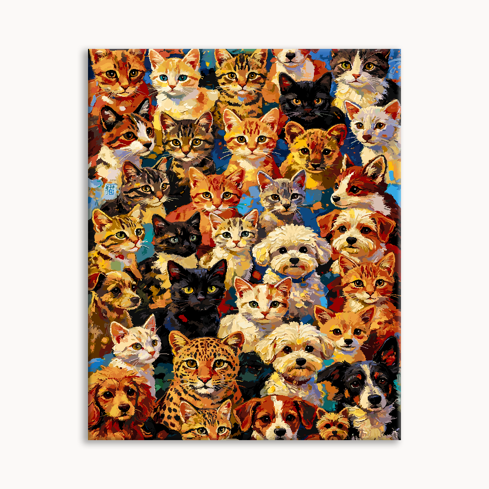 Fluffy Cat Crowd Paint By Numbers