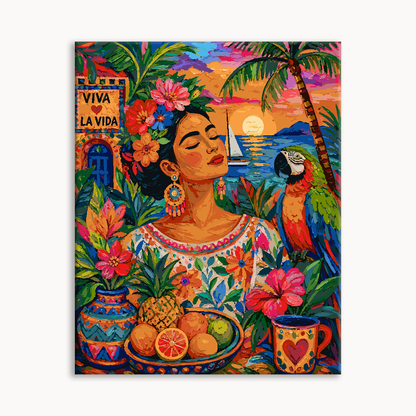 Frida Style Floral Folk Portrait