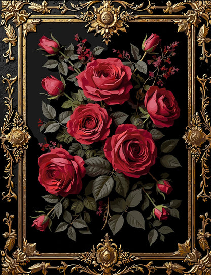 Gold Frame Red Roses