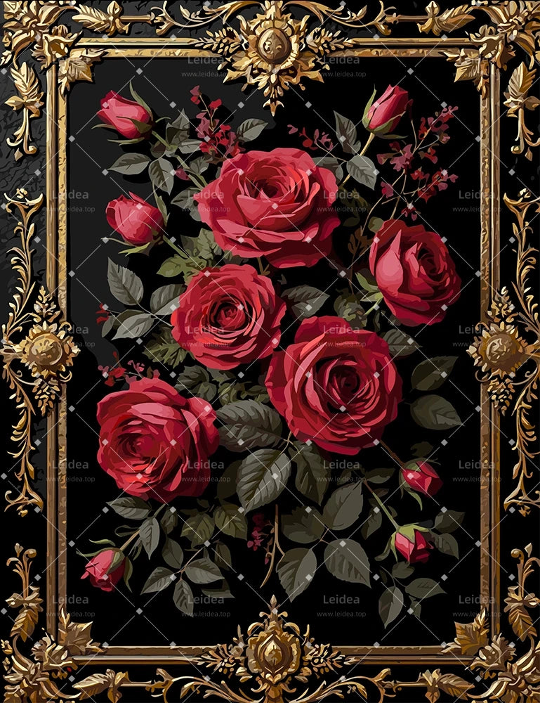 Gold Frame Red Roses