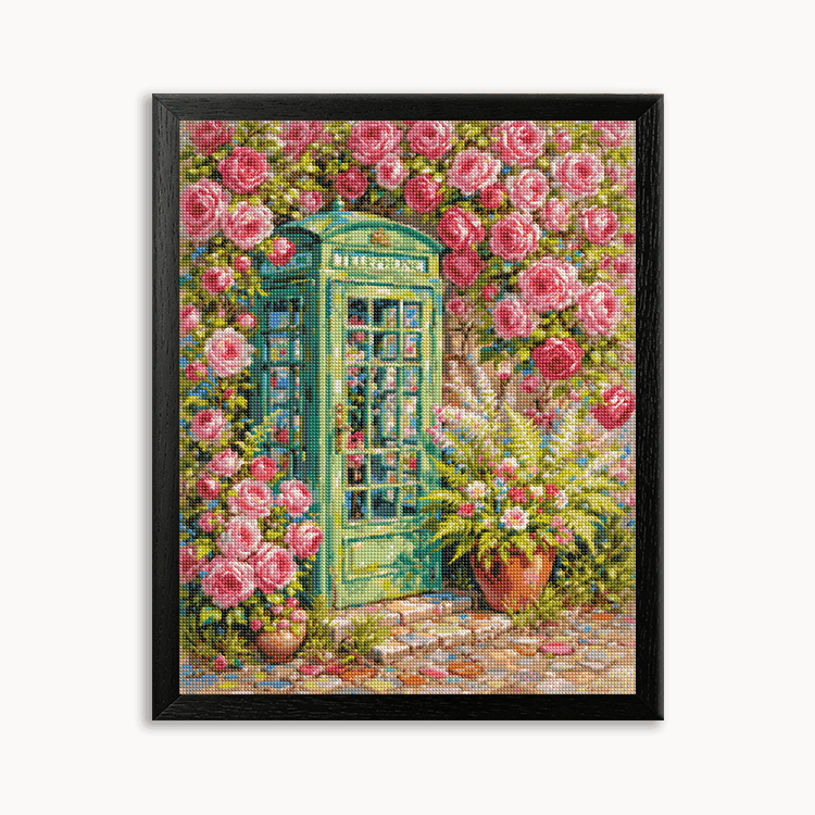 Green pavilion amidst flowers Diamond Painting 30/40 40/50 50/60