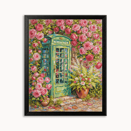 Green pavilion amidst flowers Diamond Painting 30/40 40/50 50/60