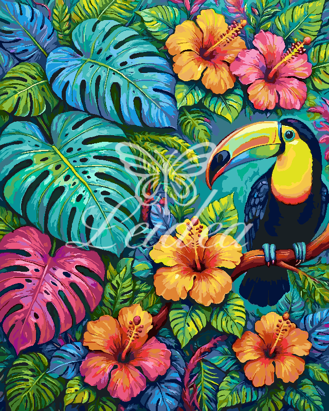 Hibiscus Toucan Jungle Panel