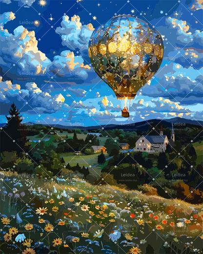 Hot Air Balloons in the Night Sky