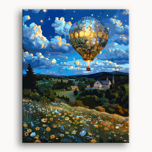 Hot Air Balloons in the Night Sky