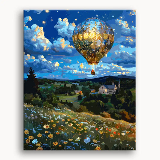 Hot Air Balloons in the Night Sky