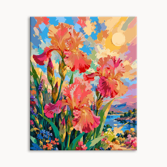 Iris Bloom in Coral Hues